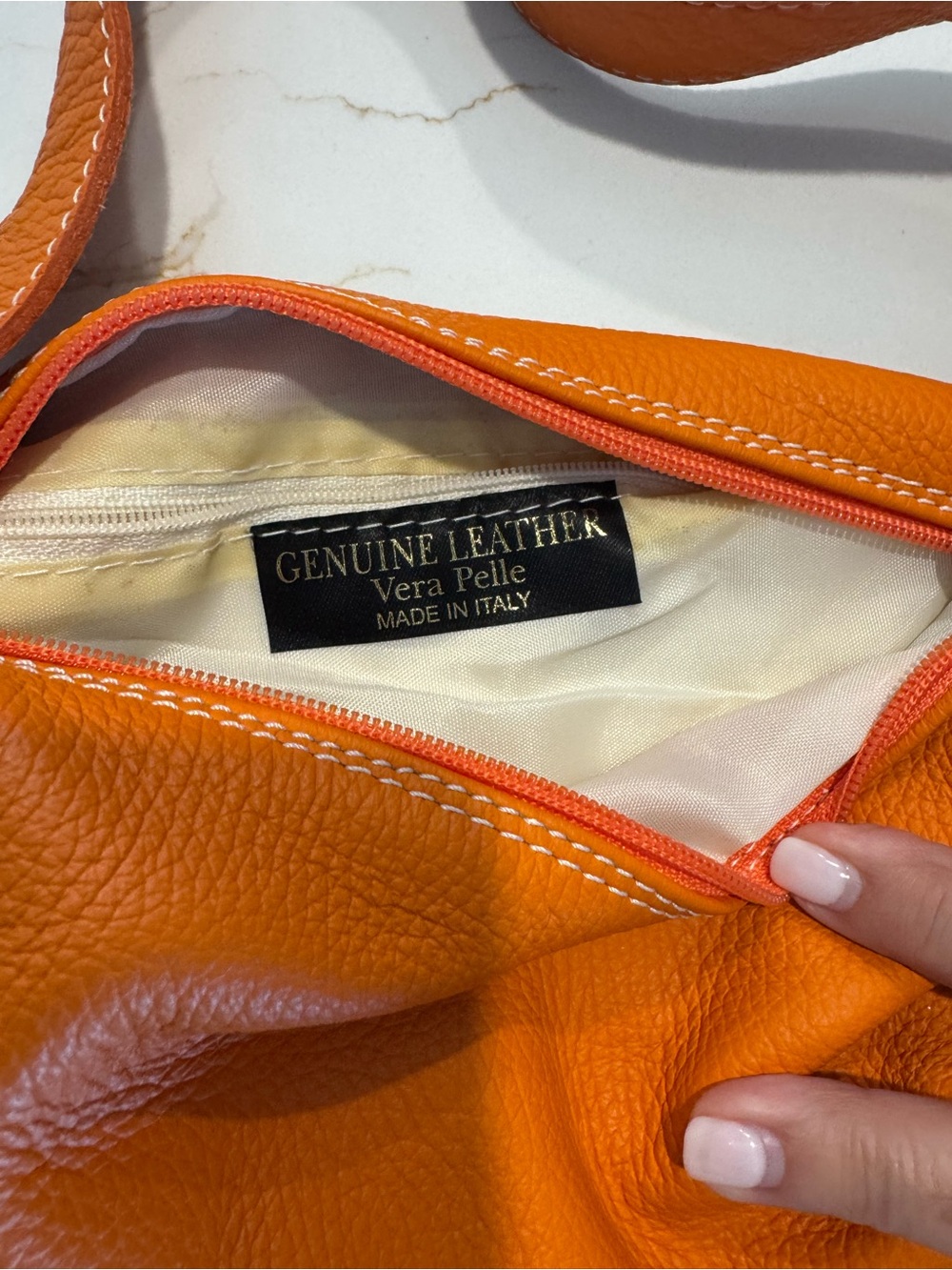 Vera Pelle Orange Leather Shoulder Bag - Picture 8 of 11
